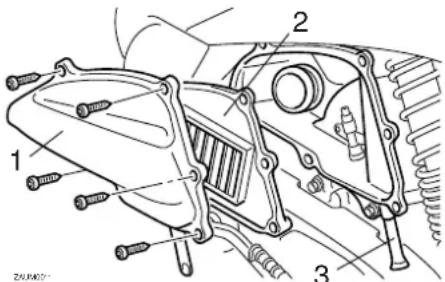 YAMAHA Neos50 (2014) - Remplacement de I'element du filtré à air et nettoyage du tube de vidange - 1
