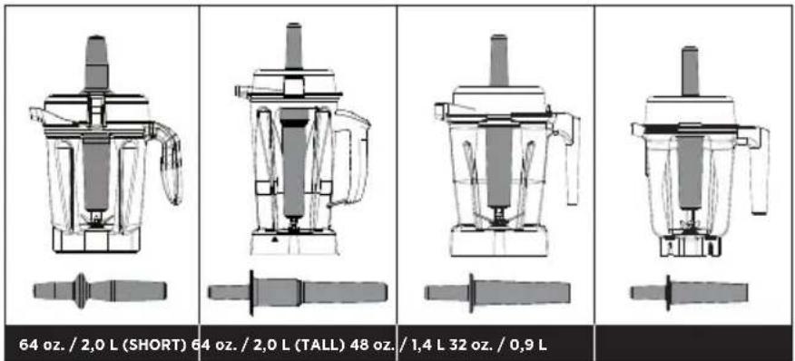 Vitamix Professional 750 - Cómo determinar el bastón-compactador que puede ser utilizado con su vaso - 1
