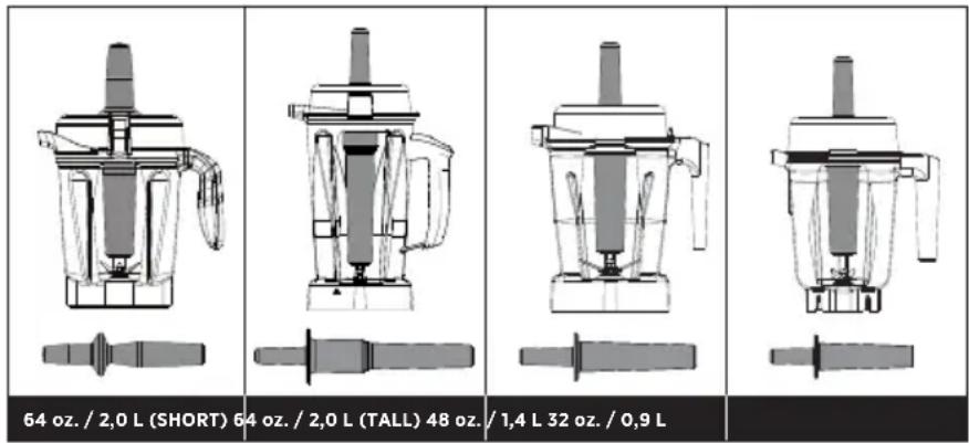 Vitamix Professional 300 - Cómo determinar el bastón-compactador que puede ser utilizado con su vaso - 1