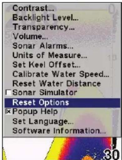 EAGLE FishEasy 350C Portable - Ré-initialisation des Options - 1