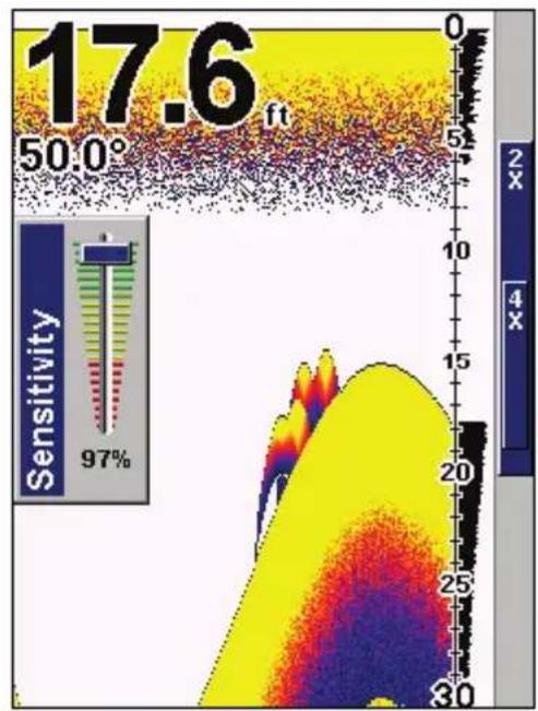EAGLE FishEasy 350C Portable - Pour régler la Sensibilité: - 1
