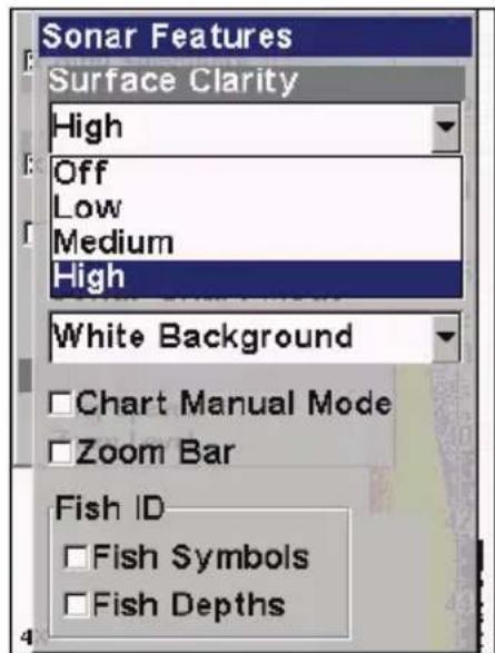 EAGLE FishEasy 350C Portable - Pour régler le niveau de Clarté en Surface: - 1