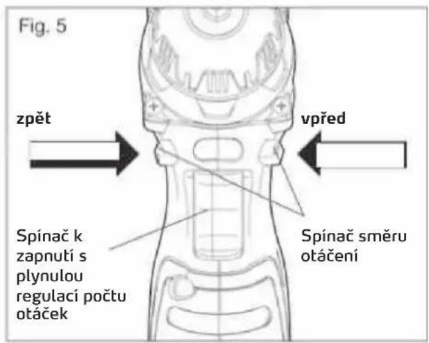 Storch DriveFixx 10.8 V - SPINAÇ SMÉRU OTÁÇENİ (VPRED / BLOKOVÁNİ ZAPNUTI / ZPET) (obr. 5). - 1