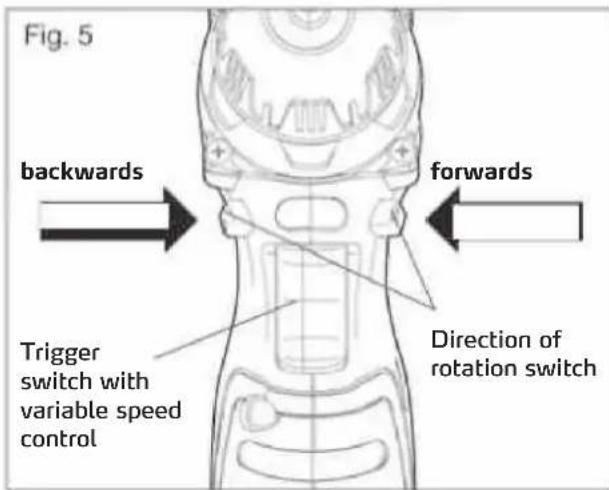 Storch DriveFixx 10.8 V - DIRECTION OF ROTATION SWITCH (FORWARDS / SWITCH LOCK / BACKWARDS) (Fig. 5) - 1