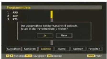 TechLine TL32LC740 - Löschen von Kanälen in der Kanalliste - 1