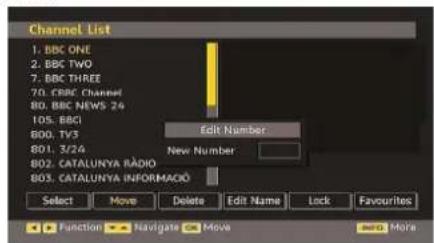 TechLine TL32LC740 - Moving the channels in the channel list - 1