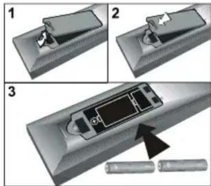 TechLine TL26LC741 - Einlagen der Batterien in die Fernbedienung - 1