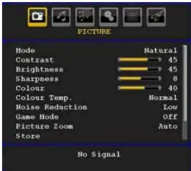 TechLine TL26LC741 - Analogue TV Menu System Picture Menu - 1