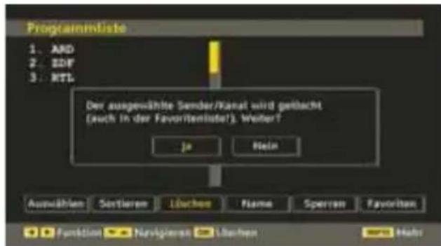 TechLine TL26LC741 - Löschen von Kanälen in der Kanalliste - 1