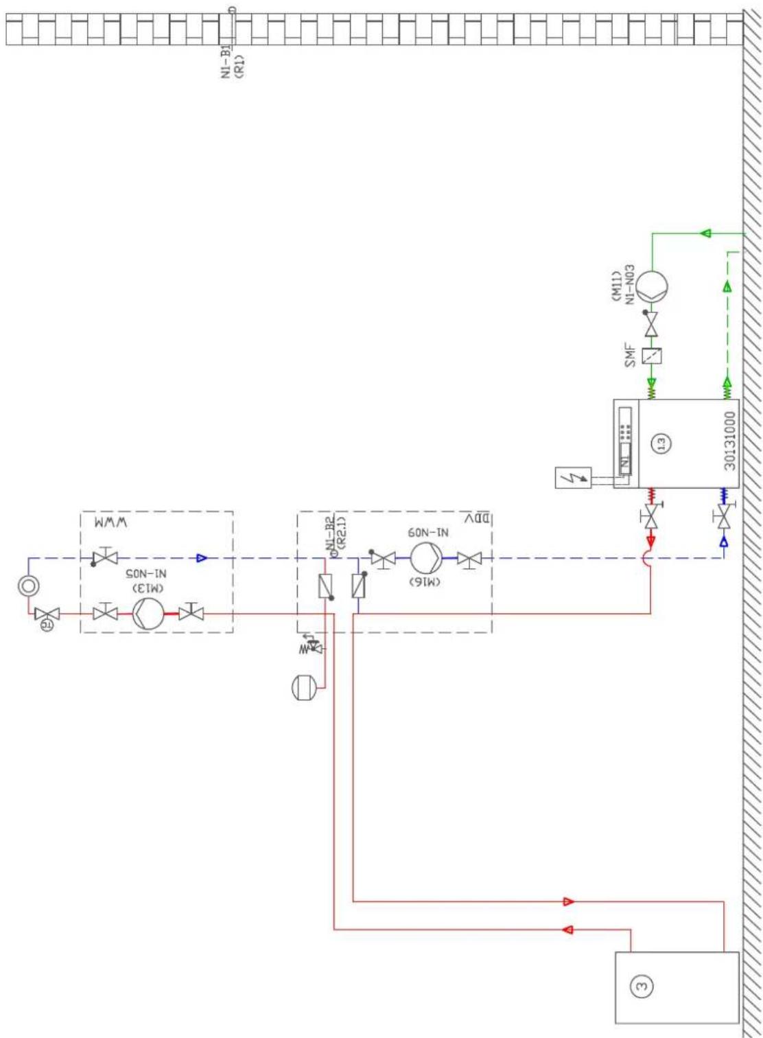 DIMPLEX WI 10TU - Monovalente Wärmepumpenanlage mit einem Heizkreisen / Monovalent heat pump system with one heating circuits / Installation monovalente de pompé à chaleur avec une circuits de chauffage - 1