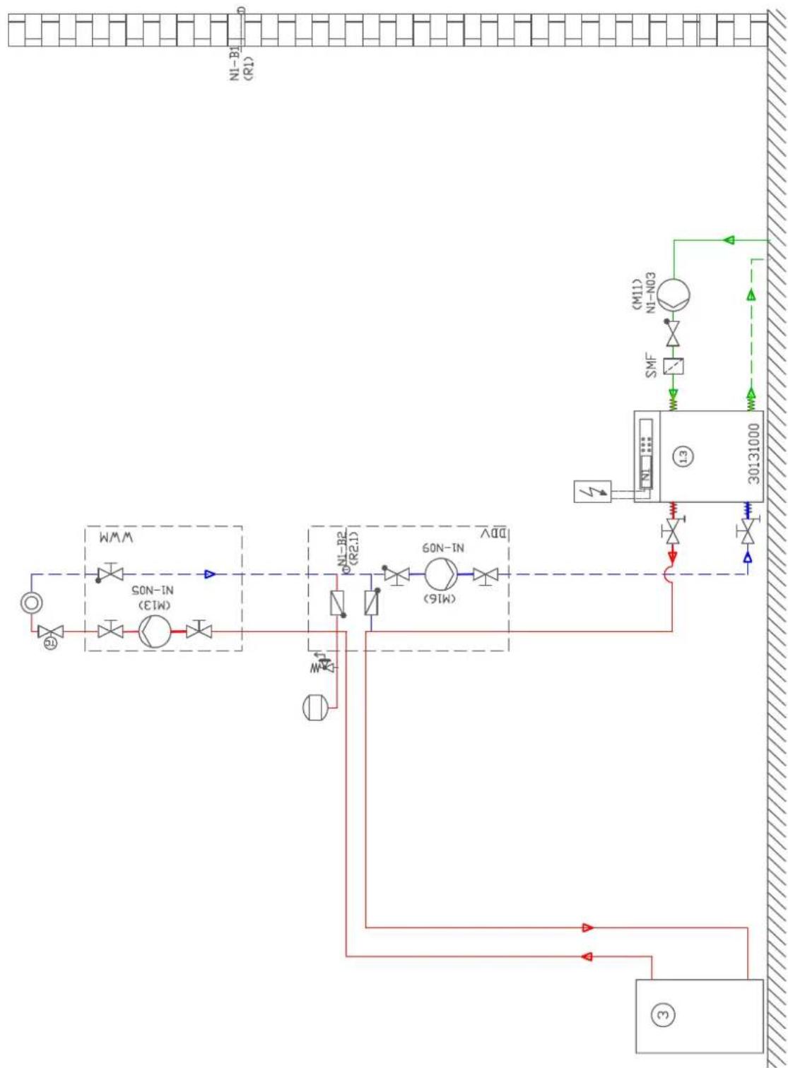 DIMPLEX WI 14TU - Monovalente Wärmepumpenanlage mit einem Heizkreisen / Monovalent heat pump system with one heating circuits / Installation monovalente de pompé à chaleur avec une circuits de chauffage - 1