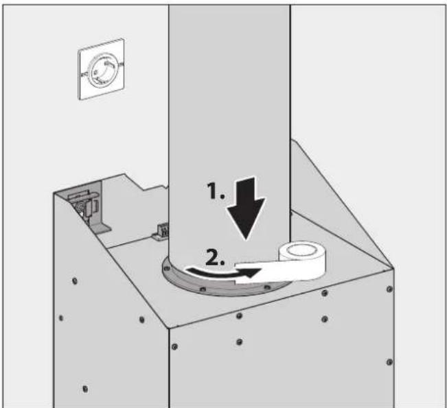 BERBEL BKH 90 GL - Abluftleitung anschließen (bei Abluft- und Hybridbetrieb) - 1
