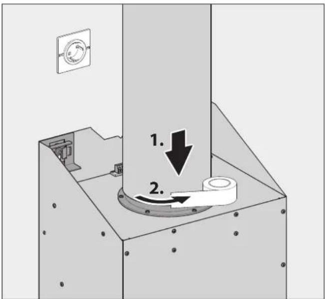 BERBEL BKH 90 GL - Raccordement de la conduite d'évacuation d'air vicié (en mode évacuation d'air vicié et en mode hybride) - 1