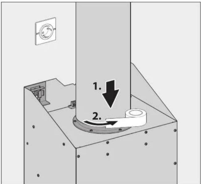 BERBEL BKH 90 GL - Afzugleiding aansluiten (bij afzug- en hybride modus) - 1
