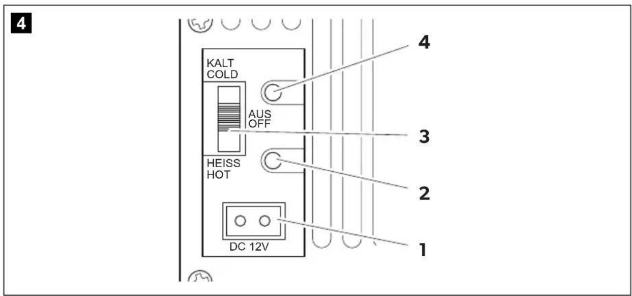 4 KALT COLD AUS OFF HEISS HOT DC 12V 1 2 3 4