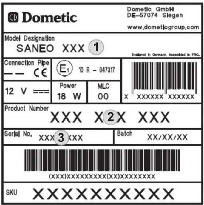 DOMETIC Saneo CLP - Plaque signalétique des toilets - 1