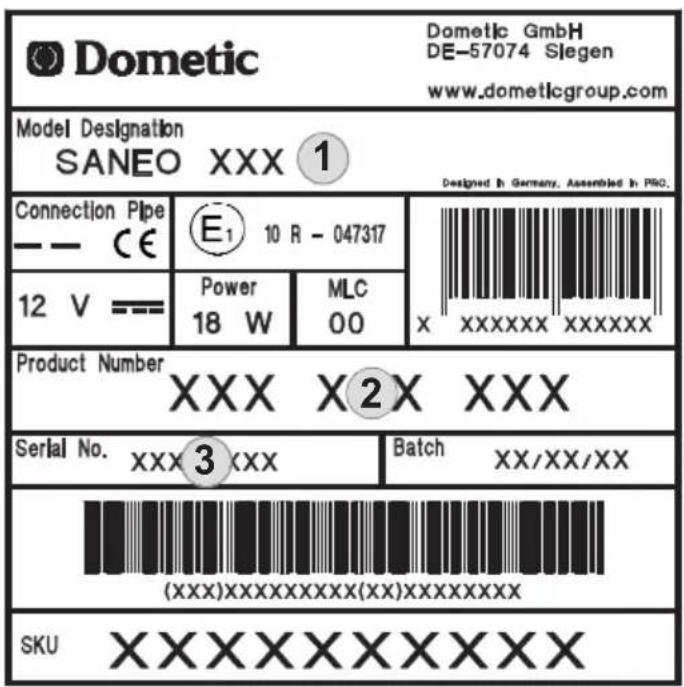 DOMETIC Saneo BS - Plaque signalétique des toilettes - 1