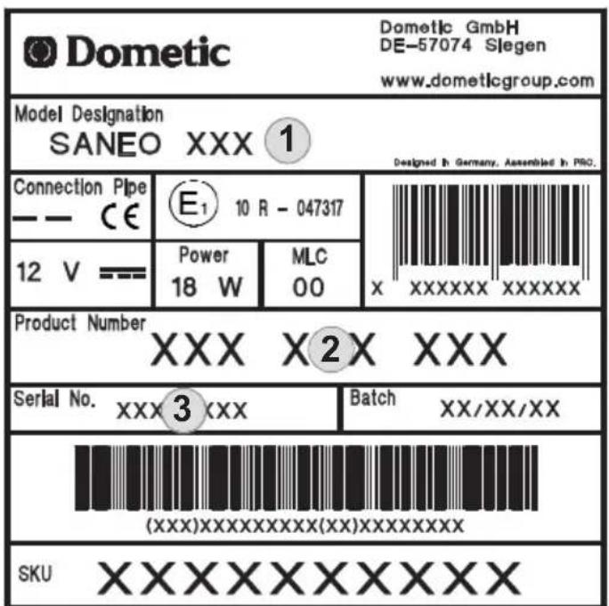 DOMETIC Saneo BLP - Targhetto della Toilette - 1