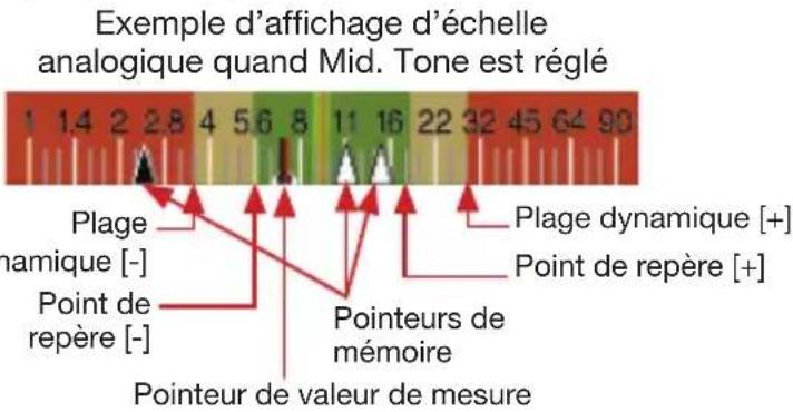 SEKONIC LiteMaster Pro L478DR - Exemple d'affichage d'échelle analogique (valeur F) - 2