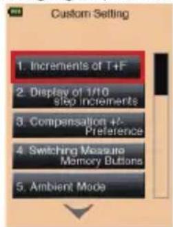 SEKONIC LiteMaster Pro L478DR - 6-6-3. Fonction Réglages personnalisés - 1