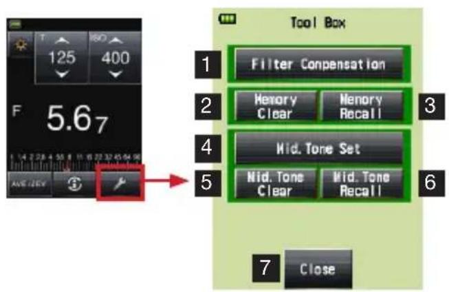 SEKONIC LiteMaster Pro L478DR - 3-6. Écran Boîte à outils - 1