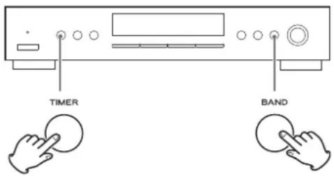 TEAC Lago - Betätigen Sie gleichzeitig einige Sekunden lang die TIMER- und die BAND-Taste. - 1