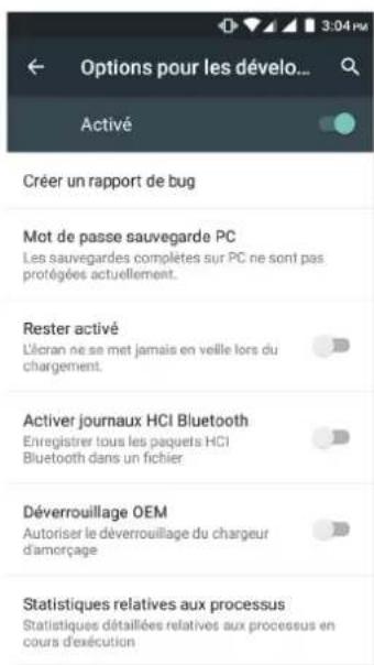 bq Aquaris M4.5 - } OPTIONS POUR LES DÉVELOPPEURS - 1