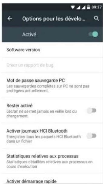bq Aquaris M5.5 - } OPTIONS POUR LES DÉVELOPPEURS - 1
