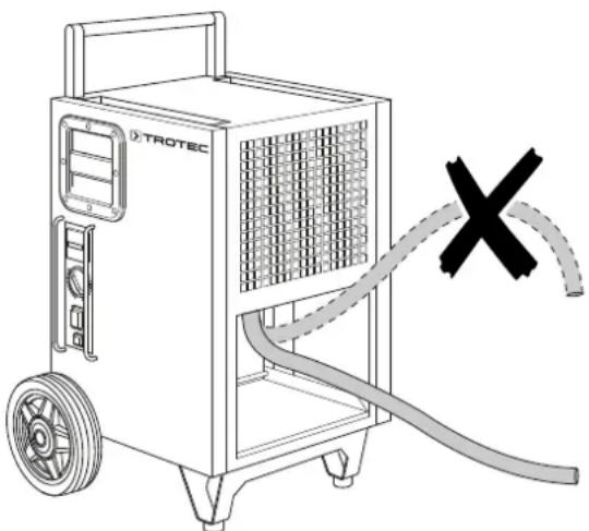 TROTEC TTK 175 S - Fonctionnement avec un tuyau branché sur le raccord d'évacuation de l'eau de condensation - 4