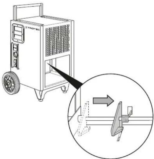 TROTEC TTK 175 S - Fonctionnement avec un tuyau branché sur le raccord d'évacuation de l'eau de condensation - 2