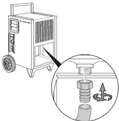TROTEC TTK 175 S - Fonctionnement avec un tuyau branché sur le raccord d'évacuation de l'eau de condensation - 3