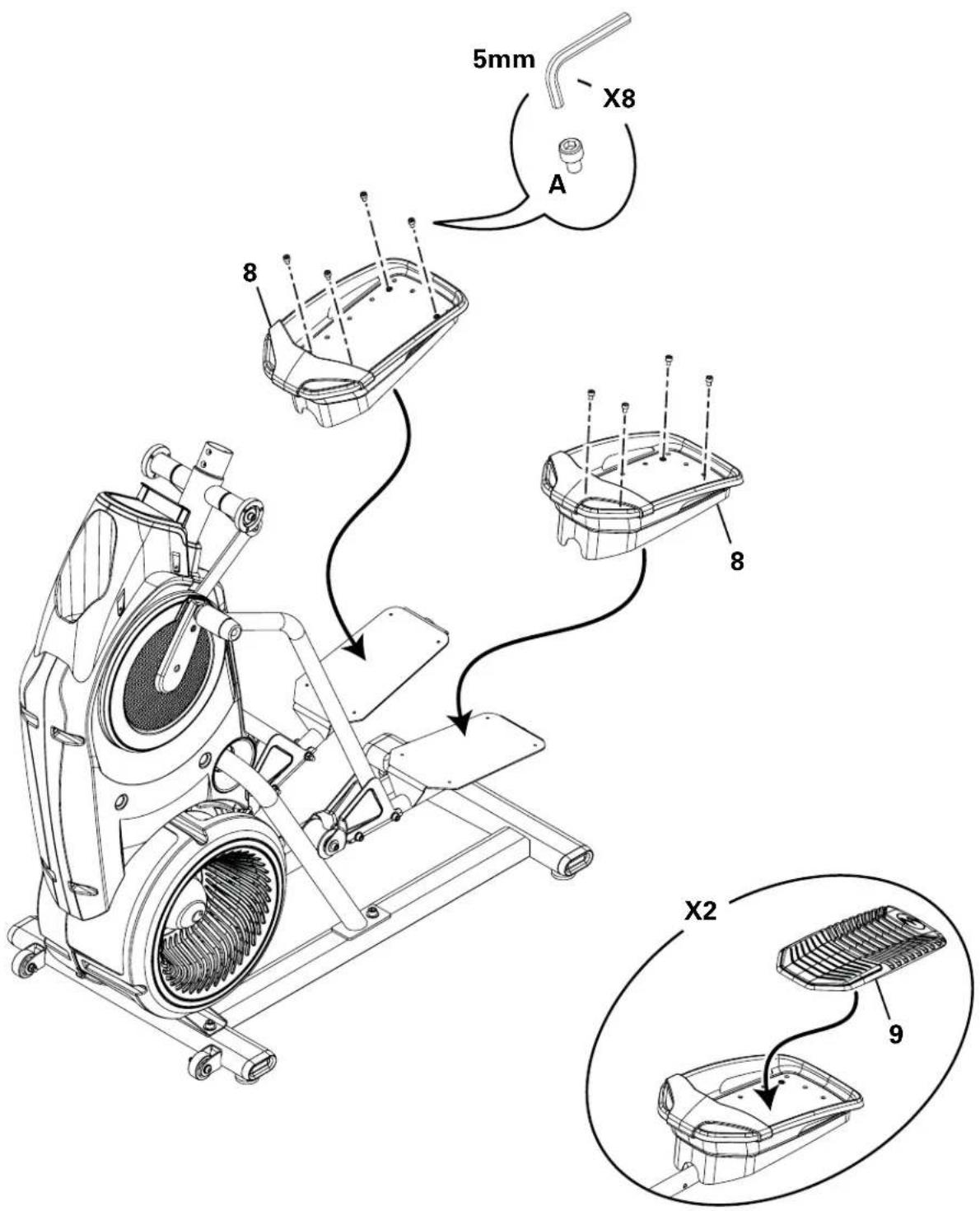 BOWFLEX Max Trainer M5i - Arrimez les pédales au châssis - 3