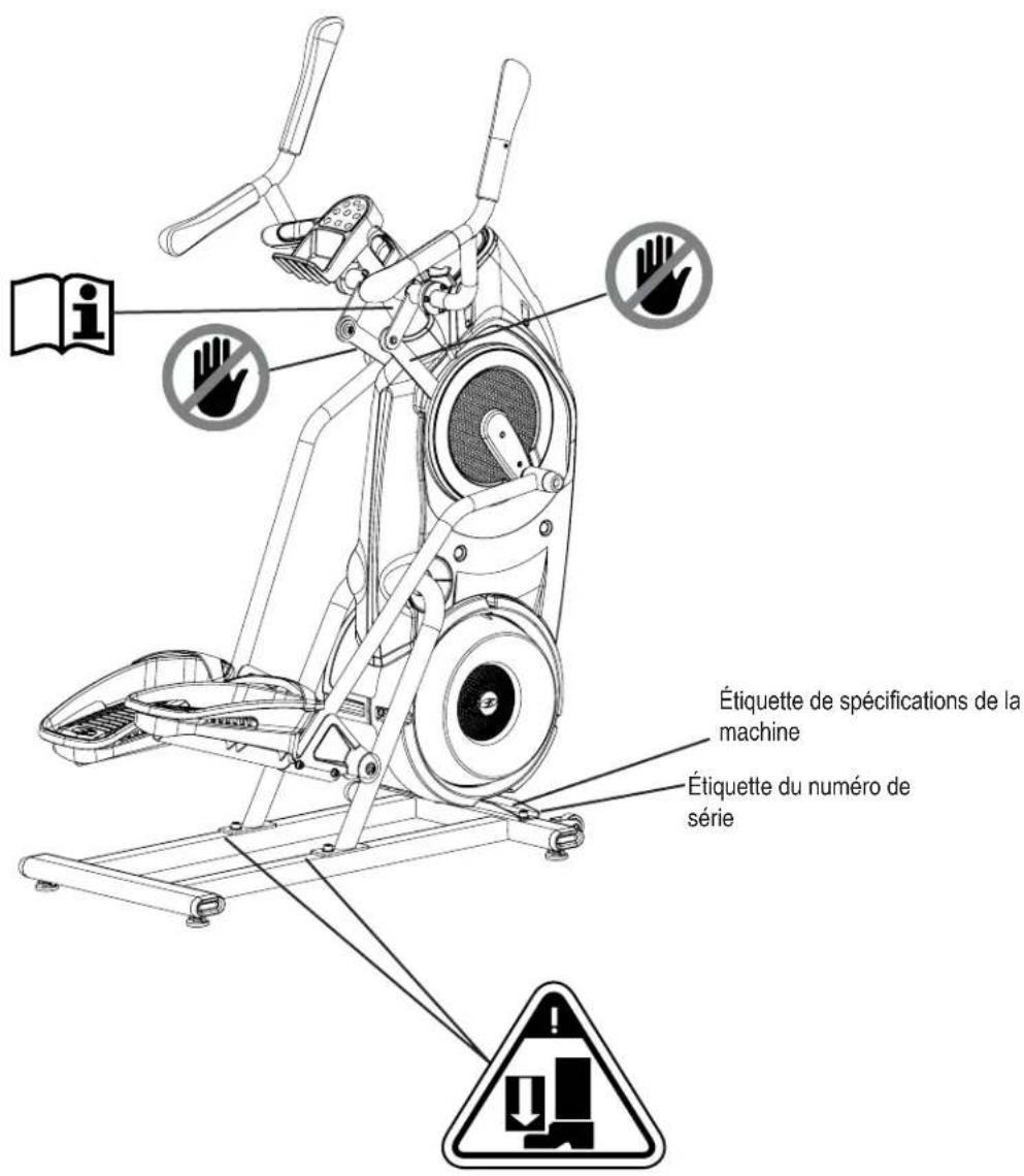 BOWFLEX Max Trainer M5i - Étiquettes de mise en garde et numéro de série - 1