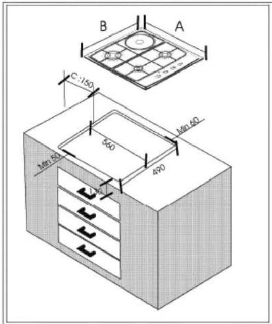 AYA APG460W - Découpe du plan de travail - 1
