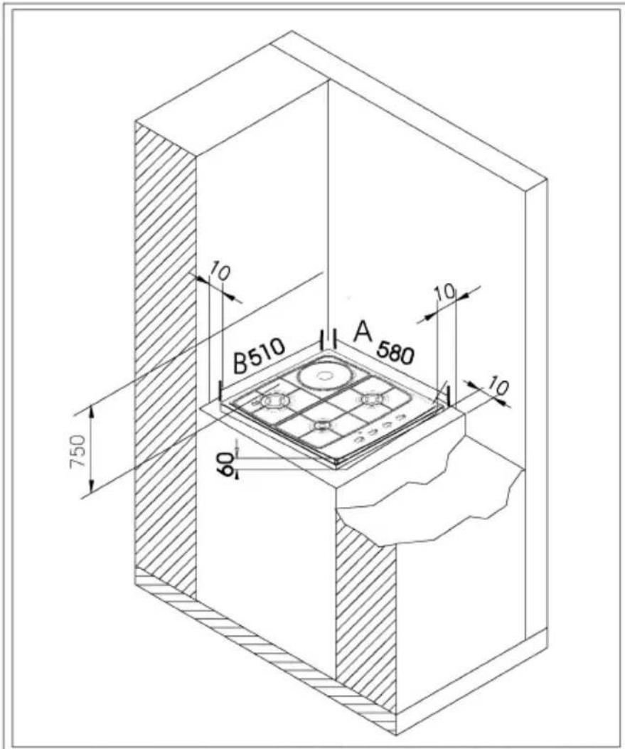 AYA APG460W - Découpe du plan de travail - 2