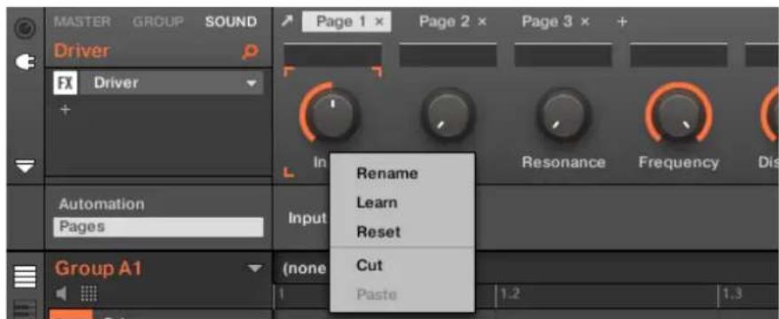 NATIVE INSTRUMENTS Maschine Mikro MK2 - Emplacements de paramètres - menu contextuel - 1