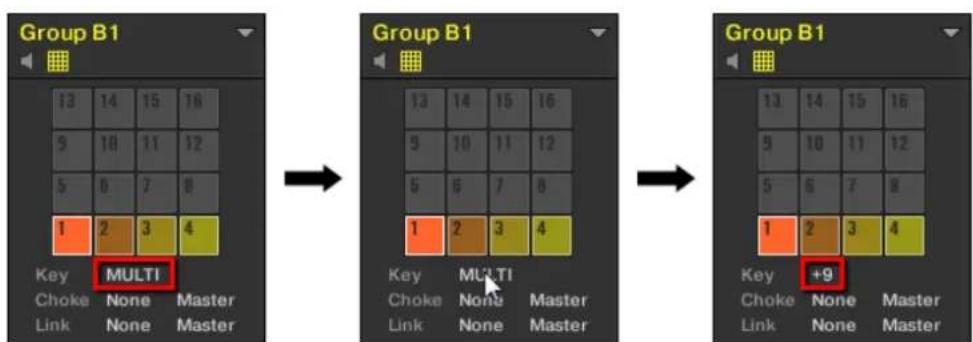 NATIVE INSTRUMENTS Maschine Mikro MK2 - Ajuster le paramètre key pour plusieurs sounds avec des valeurs key différentes - 1