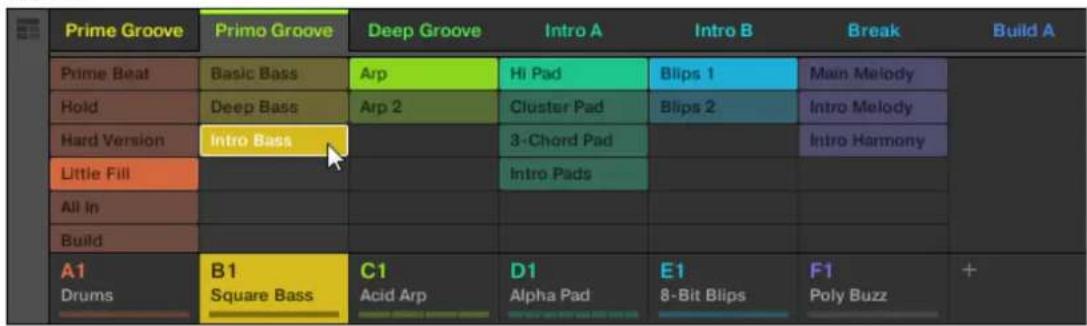 NATIVE INSTRUMENTS Maschine Mikro MK2 - Puis cliquez sur le pattern slot que vous souhaitez assigner à la scene ou retarder de la scene. - 1