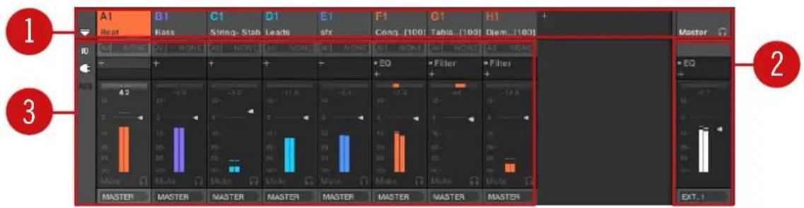 NATIVE INSTRUMENTS Maschine Mikro MK2 - Affichage du niveau group dans le mixer - 1