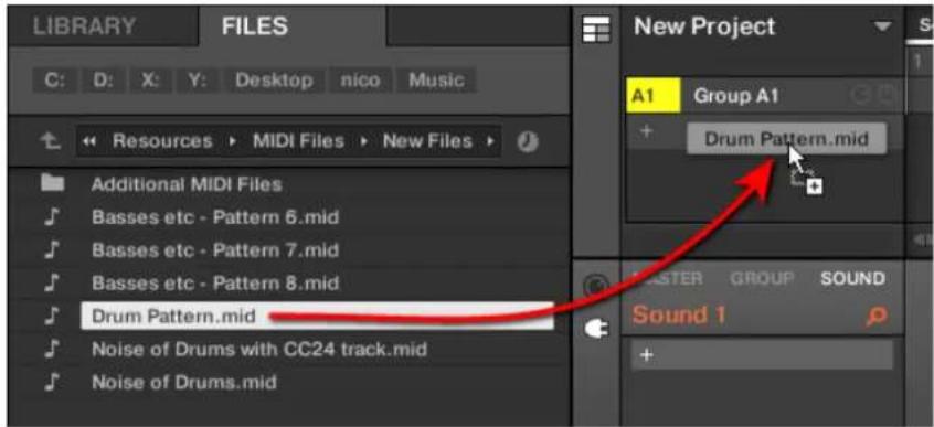 NATIVE INSTRUMENTS Maschine Mikro MK2 - Méthode 2: À l'aide d'un glisser-déposer - 1