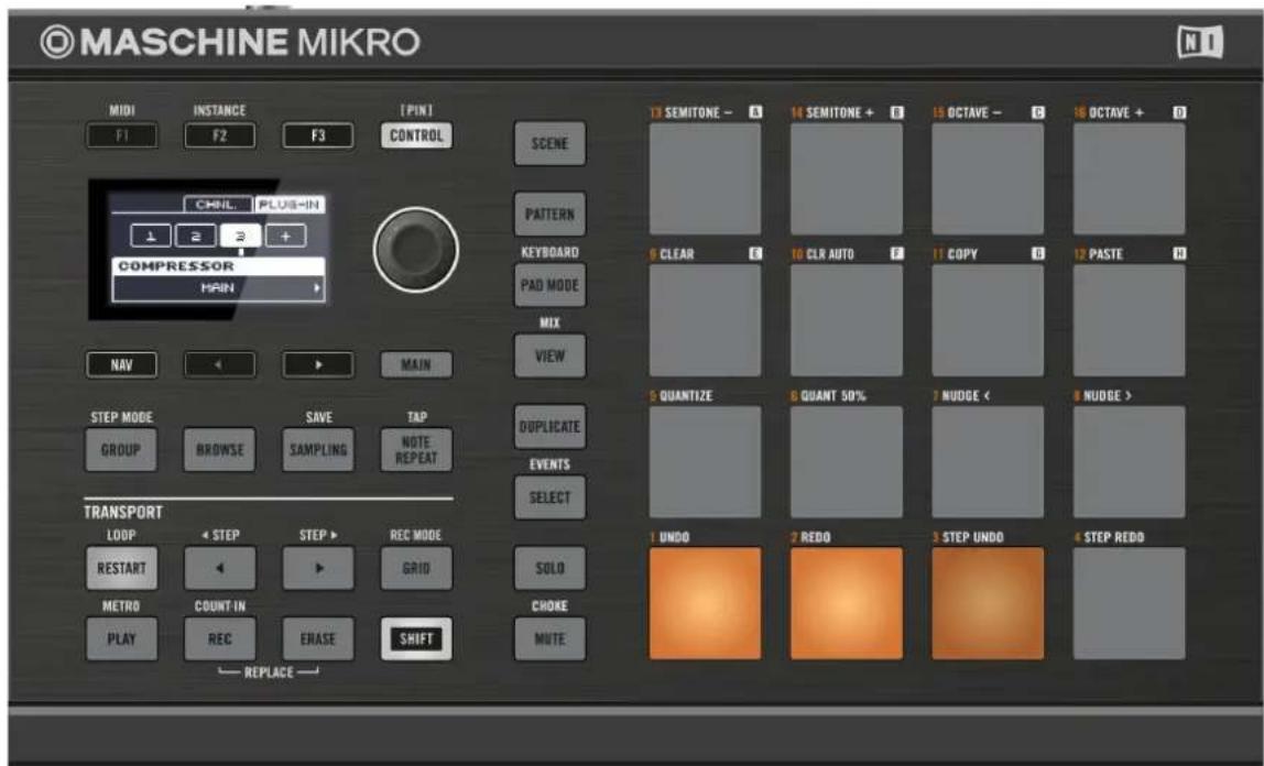 NATIVE INSTRUMENTS Maschine Mikro MK2 - Mettre un plug-in slot en bypass depuis le contrôleur - 1