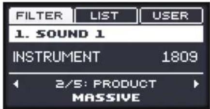 NATIVE INSTRUMENTS Maschine Mikro MK2 - Sélectionner une catégorie de produits, un produit, une banque, une sous-banque depuis le contrôleur - 1