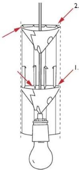 Diagram of a laboratory apparatus with labeled parts and directional arrows indicating flow or movement.