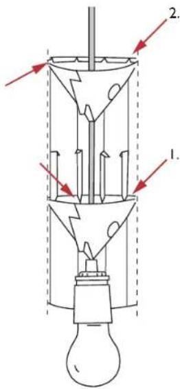 Diagram of a laboratory apparatus with labeled parts and directional arrows indicating flow or movement