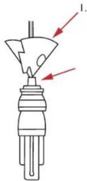 Diagram of a mechanical component with red arrows indicating direction, labeled '1.'