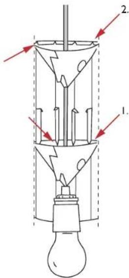 Diagram of a laboratory apparatus with labeled parts and directional arrows indicating flow or movement.