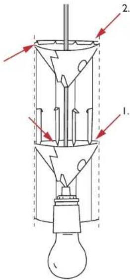 Diagram of a laboratory apparatus with labeled parts and directional arrows indicating flow or movement