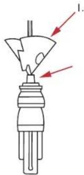 Diagram of a mechanical component with red arrows indicating direction, labeled '1.'