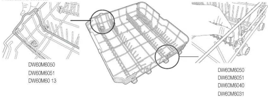 SAMSUNG DW60M6050BB - TIGES rabattables du PANIER inférieur - 1