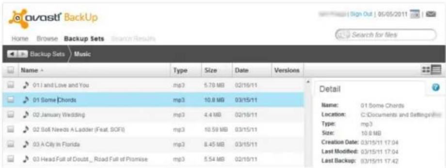 AVAST BackUp - Backup sets tab - 1
